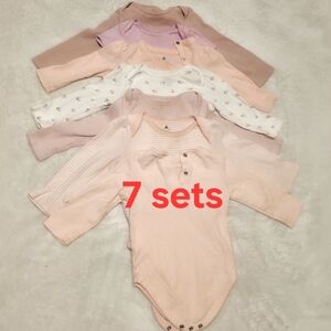 Baby Bodysuit Set - Pink and White